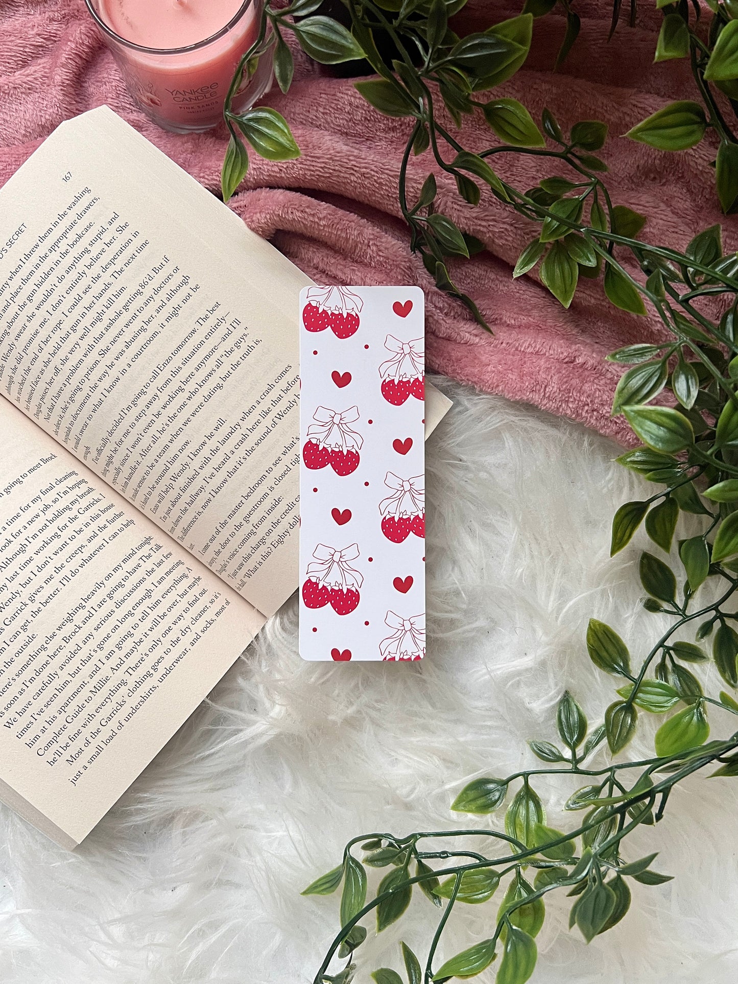 Strawberry and Bow bookmark