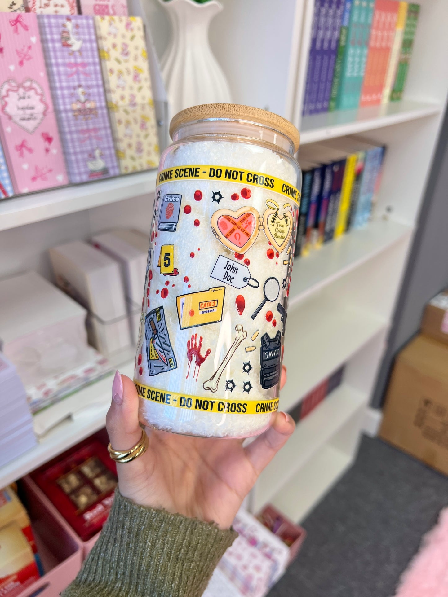 Crime-themed cup