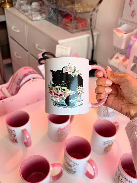 Cat & books mug