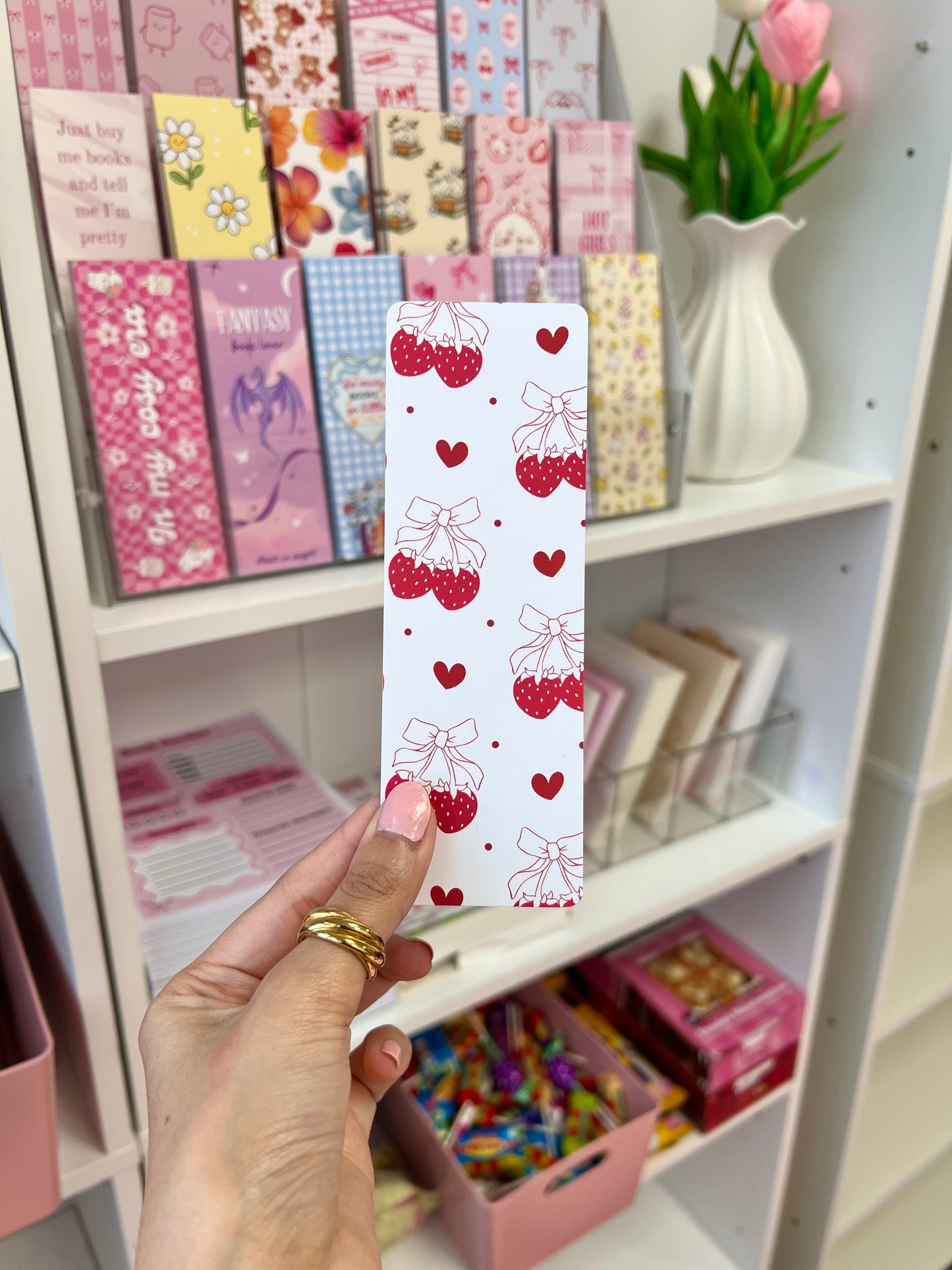 Strawberry and Bow bookmark