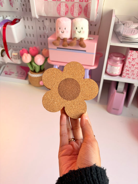 Flower-shaped cork coaster
