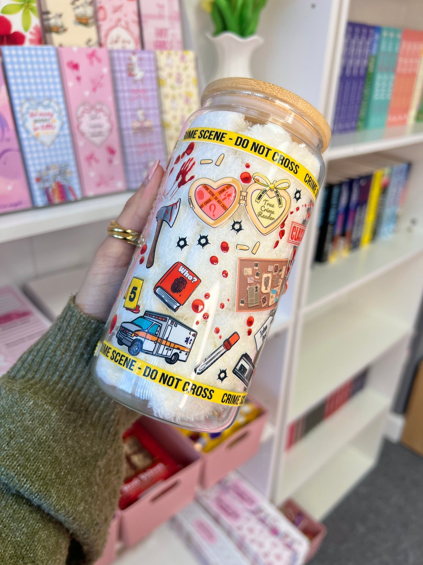 Crime-themed cup