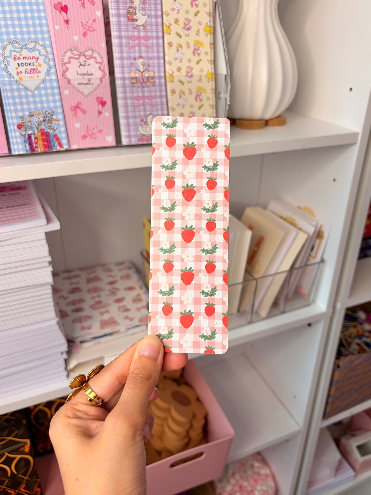 Red strawberries bookmark