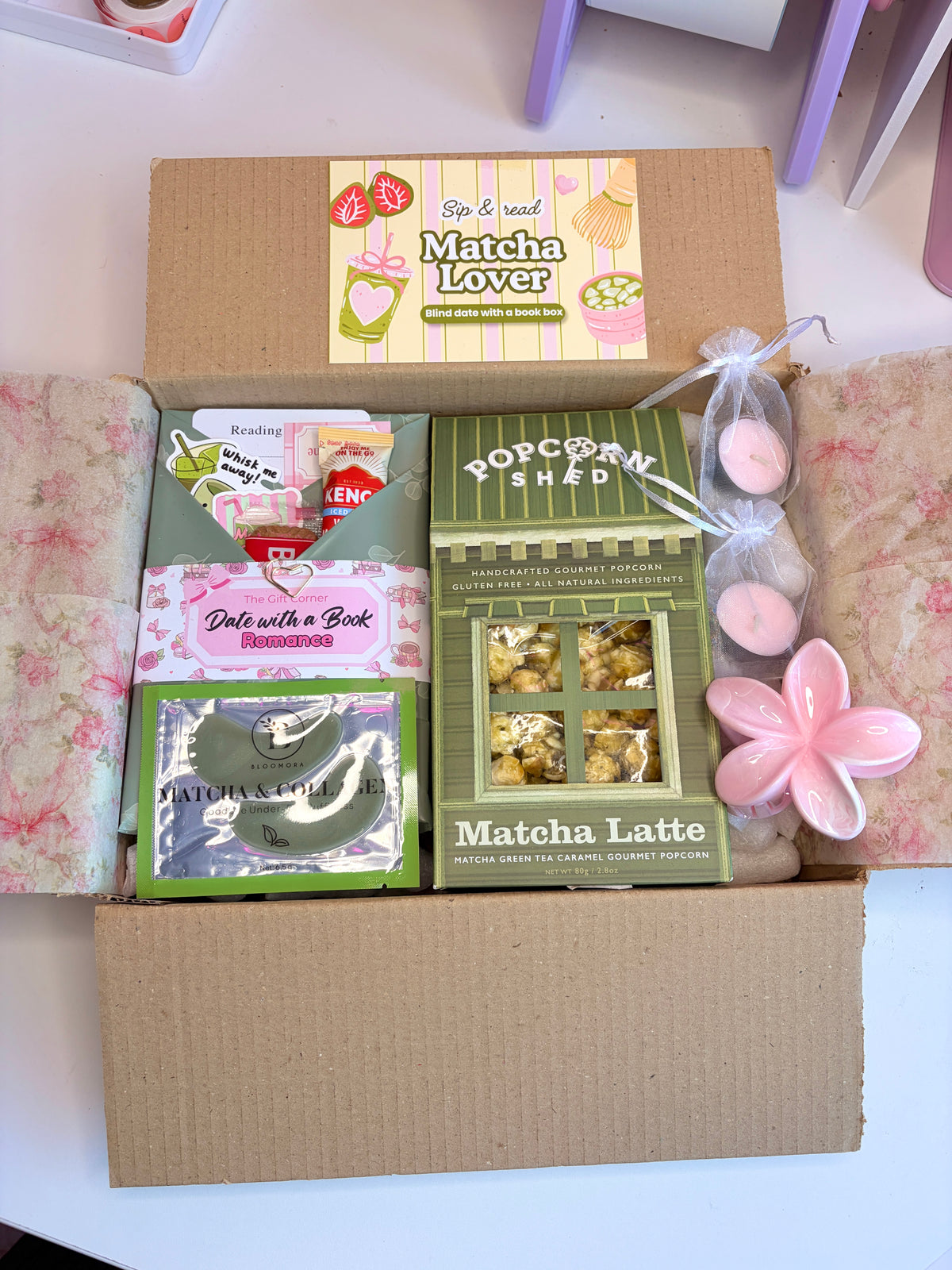 Matcha-themed mystery reader box