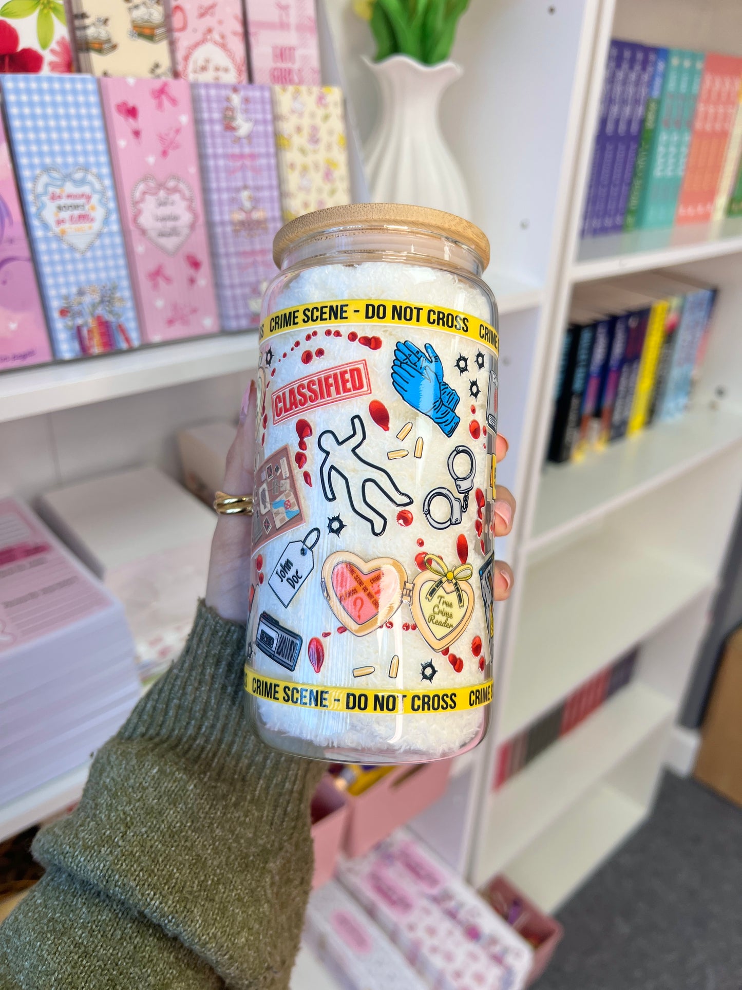 Crime-themed cup
