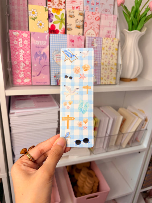 Beach-themed bookmark